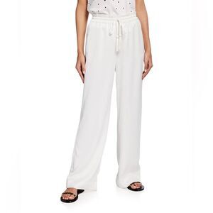 NWT Badgley Mischa Ivory Satin Wide Leg Drawstring Pants - S